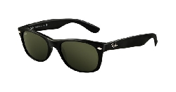Ray-Ban RB2132 New Wayfarer Sunglasses,55 mm,Black/Crystal Green Polarized