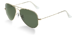 Ray-Ban RB3025 Aviator Large Metal Non-Polarized Sunglasses,Gold Frame/Crystal Green G-15XLT Lens,58 mm