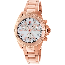 Swiss Precimax Women's Manhattan Elite SP12189 Rose-Gold Stainless-Steel Swiss Chronograph Watch with Mother-Of-Pearl Dial