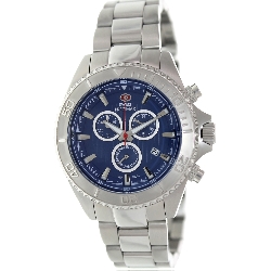 Swiss Precimax Men's Maritime Pro SP12192 Silver Stainless-Steel Swiss Chronograph Watch with Blue Dial