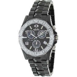 Swiss Precimax Women's Luxe Elite SP12199 Black Ceramic Swiss Chronograph Watch with Mother-Of-Pearl Dial