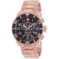 Swiss Precimax Men's Verto Pro SP13040 Rose-Gold Stainless-Steel Swiss Chronograph Watch with Black Dial