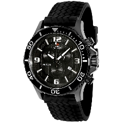 Swiss Precimax Men's Tarsis Pro SP13060 Black Rubber Swiss Chronograph Watch with Black Dial