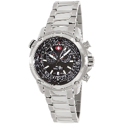 Swiss Precimax Men's Squadron Pro SP13073 Silver Stainless-Steel Swiss Chronograph Watch with Black Dial