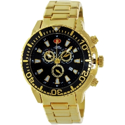 Swiss Precimax Men's Pulse Pro SP13100 Gold Stainless-Steel Swiss Chronograph Watch with Black Dial