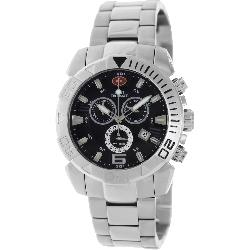 Swiss Precimax Men's Recon Pro SP13118 Silver Stainless-Steel Swiss Chronograph Watch with Black Dial