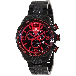 Swiss Precimax Men's Deep Blue Pro III SP13125 Black Stainless-Steel Swiss Chronograph Watch with Red Dial