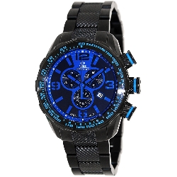 Swiss Precimax Men's Deep Blue Pro III SP13127 Black Stainless-Steel Swiss Chronograph Watch with Blue Dial