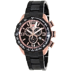 Swiss Precimax Men's Deep Blue Pro III SP13133 Black Stainless-Steel Swiss Chronograph Watch with Rose-Gold Dial