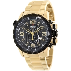 Swiss Precimax Men's Magnus Pro SP13149 Gold Stainless-Steel Swiss Chronograph Watch with Black Dial