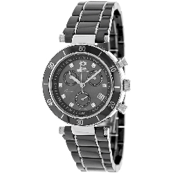Swiss Precimax Women's Sophie Ceramic Elite SP13162 Black Ceramic Swiss Chronograph Watch with Mother-Of-Pearl Dial