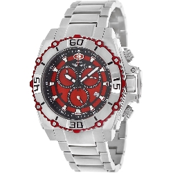 Swiss Precimax Men's Tactical Pro SP13175 Silver Stainless-Steel Swiss Chronograph Watch with Red Dial