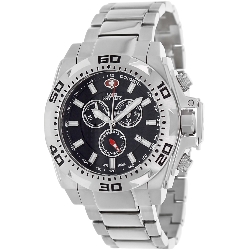 Swiss Precimax Men's Quantum Pro SP13178 Silver Stainless-Steel Swiss Chronograph Watch with Black Dial