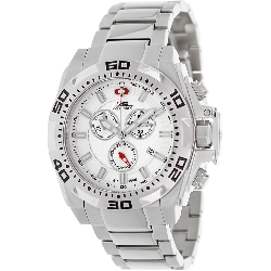 Swiss Precimax Men's Quantum Pro SP13179 Silver Stainless-Steel Swiss Chronograph Watch with White Dial