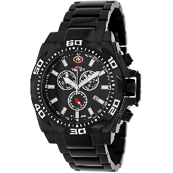 Swiss Precimax Men's Quantum Pro SP13180 Black Stainless-Steel Swiss Chronograph Watch with Black Dial