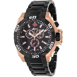 Swiss Precimax Men's Quantum Pro SP13186 Two-Tone Stainless-Steel Swiss Chronograph Watch with Black Dial