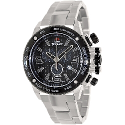 Swiss Precimax Men's Forge Pro SP13246 Silver Stainless-Steel Swiss Chronograph Watch with Black Dial
