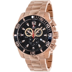 Swiss Precimax Men's Crew Pro SP13257 Rose-Gold Stainless-Steel Swiss Chronograph Watch with Black Dial
