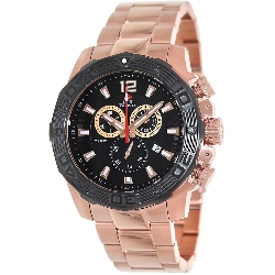 Swiss Precimax Men's Legion Reserve Pro SP13268 Rose-Gold Stainless-Steel Swiss Chronograph Watch with Black Dial
