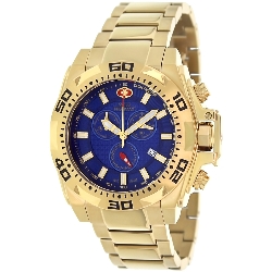 Swiss Precimax Men's Quantum Pro SP13272 Gold Stainless-Steel Swiss Chronograph Watch with Blue Dial