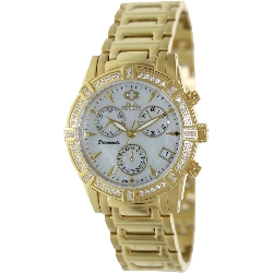 Swiss Precimax Women's Desire Elite Diamond SP13301 Gold Stainless-Steel Swiss Chronograph Watch with Mother-Of-Pearl Dial