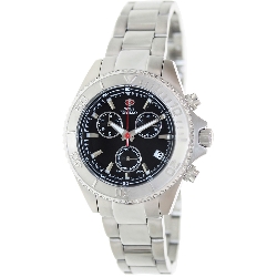 Swiss Precimax Women's Manhattan Elite SP13307 Silver Stainless-Steel Swiss Chronograph Watch with Black Dial