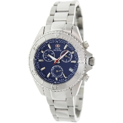 Swiss Precimax Women's Manhattan Elite SP13309 Silver Stainless-Steel Swiss Chronograph Watch with Blue Dial